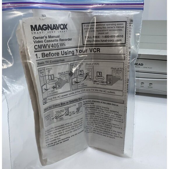 Magnavox CMWV 405 VCR Video Cassette Recorder 4 Head with Remote VHS Untested - Picture 7 of 16